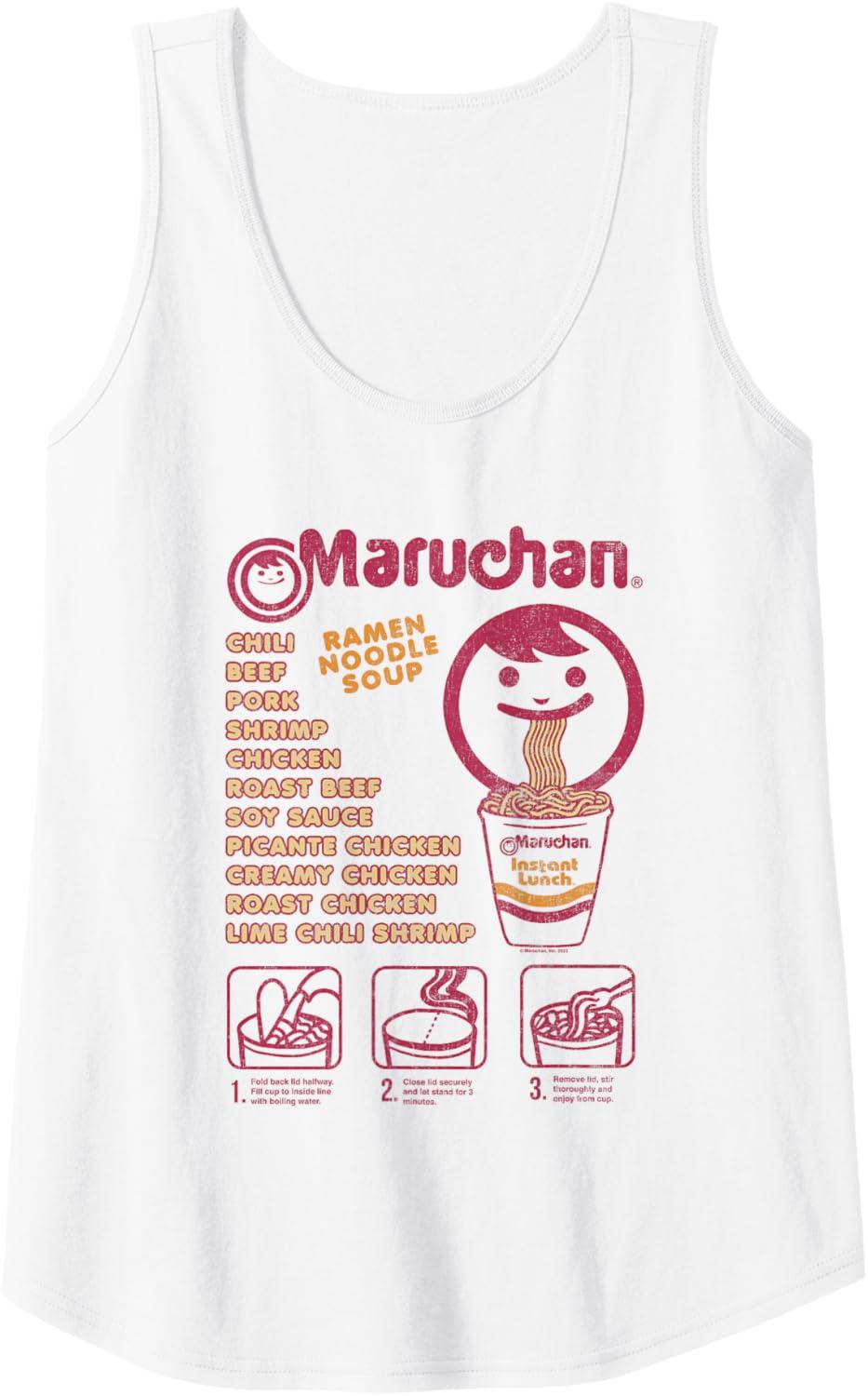 image:imageMaruchan Ramen Noodle Soup Preparation Steps Distressed Tank TopWhite
