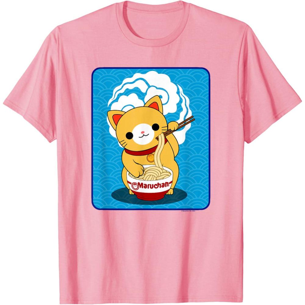 image:imageMaruchan Cat Eating Ramen Noodles TShirtPink