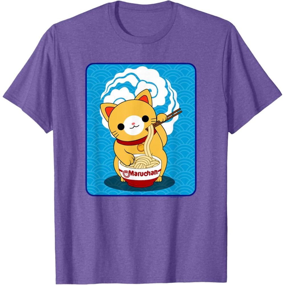 image:imageMaruchan Cat Eating Ramen Noodles TShirtPurple Heather