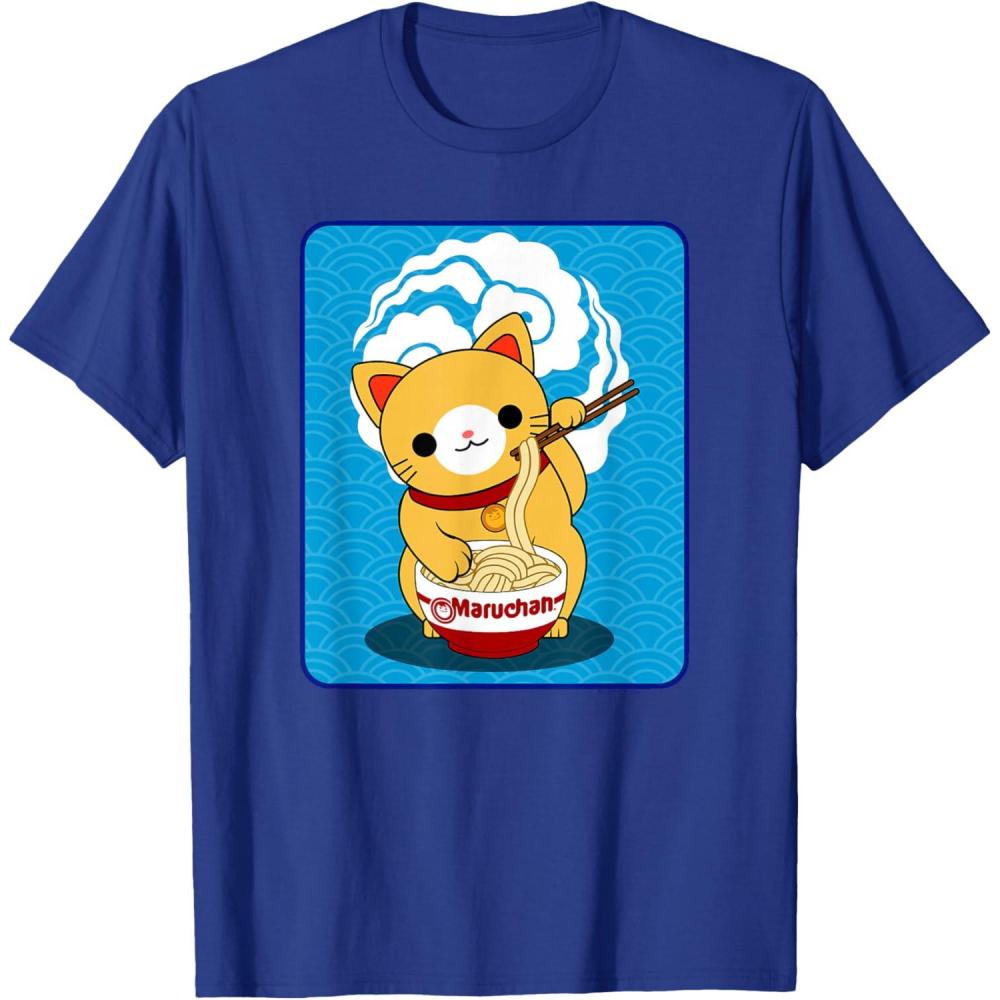 image:imageMaruchan Cat Eating Ramen Noodles TShirtRoyal Blue