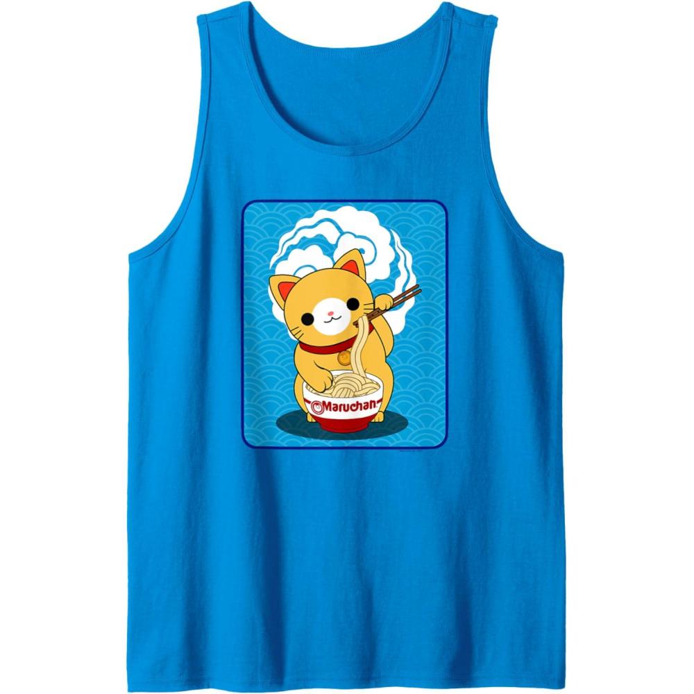 image:imageMaruchan Cat Eating Ramen Noodles Tank TopSapphire Blue