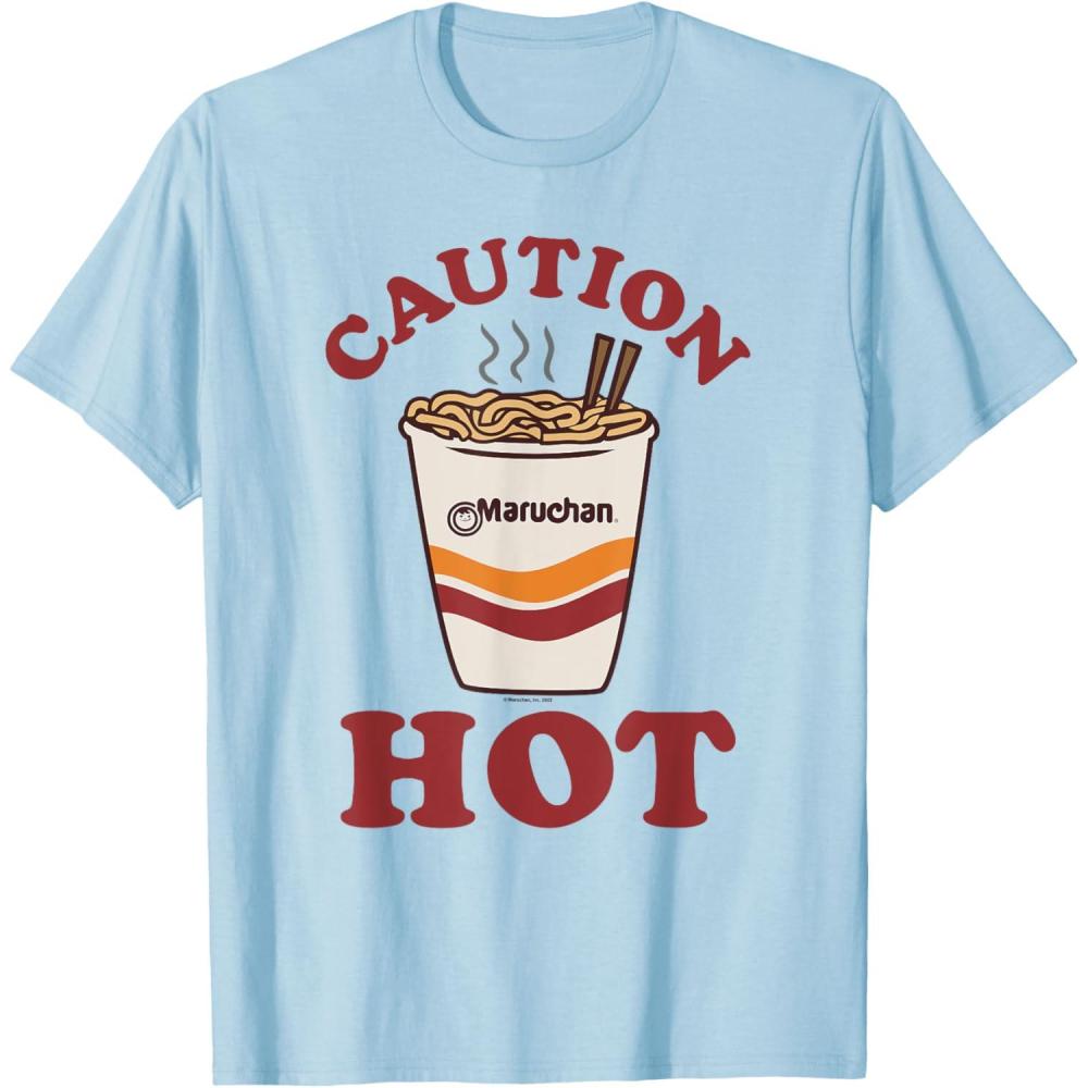 image:imageMaruchan Caution Hot Steaming Noodle Cup TShirtBaby Blue