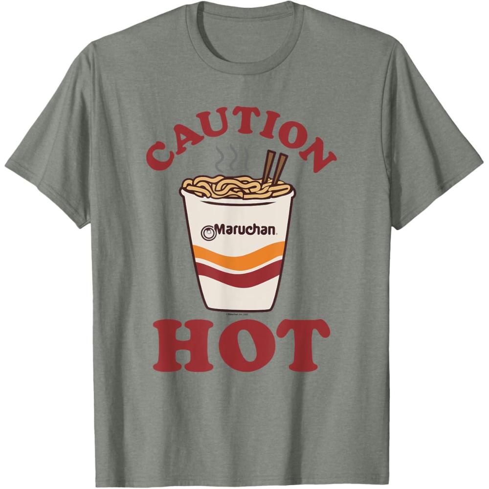 image:imageMaruchan Caution Hot Steaming Noodle Cup TShirtOlive Heather