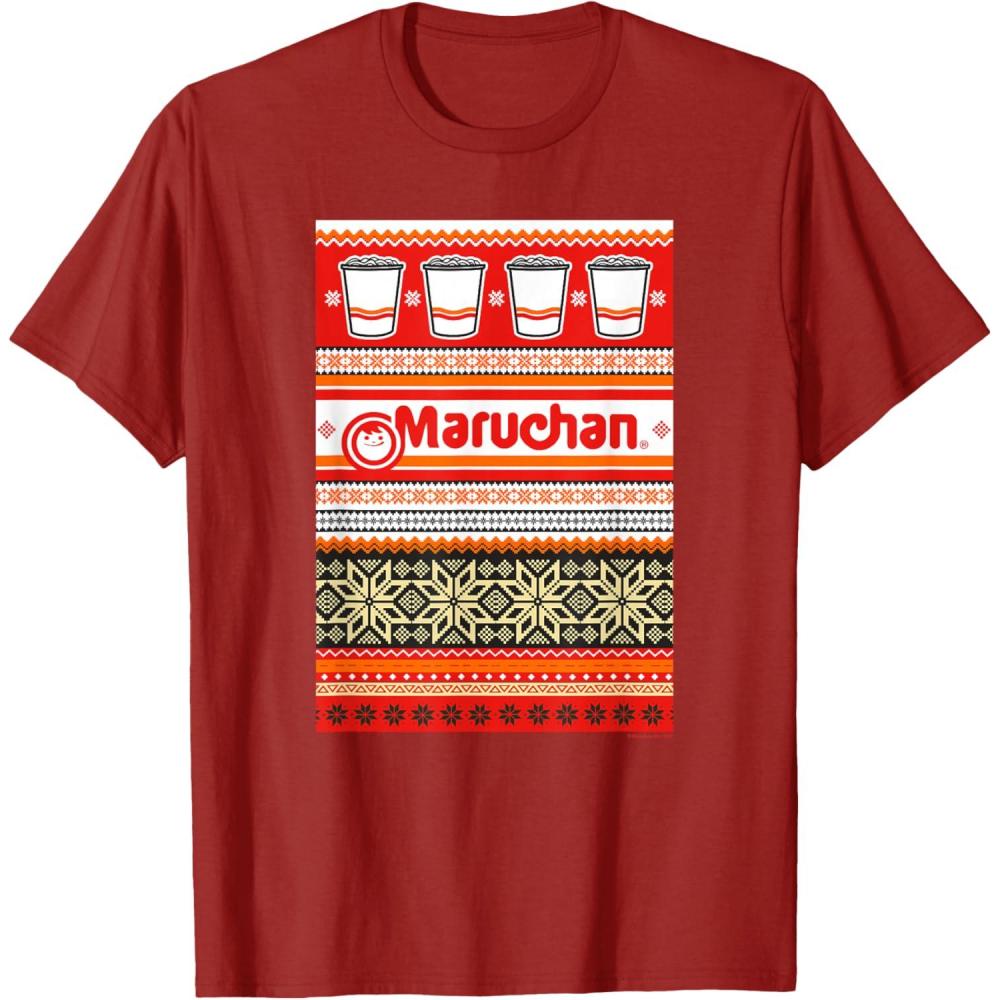 image:imageMaruchan Christmas Instant Lunch Ugly Sweater Style TShirtCranberry Red