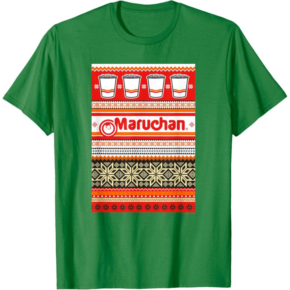 image:imageMaruchan Christmas Instant Lunch Ugly Sweater Style TShirtKelly Green