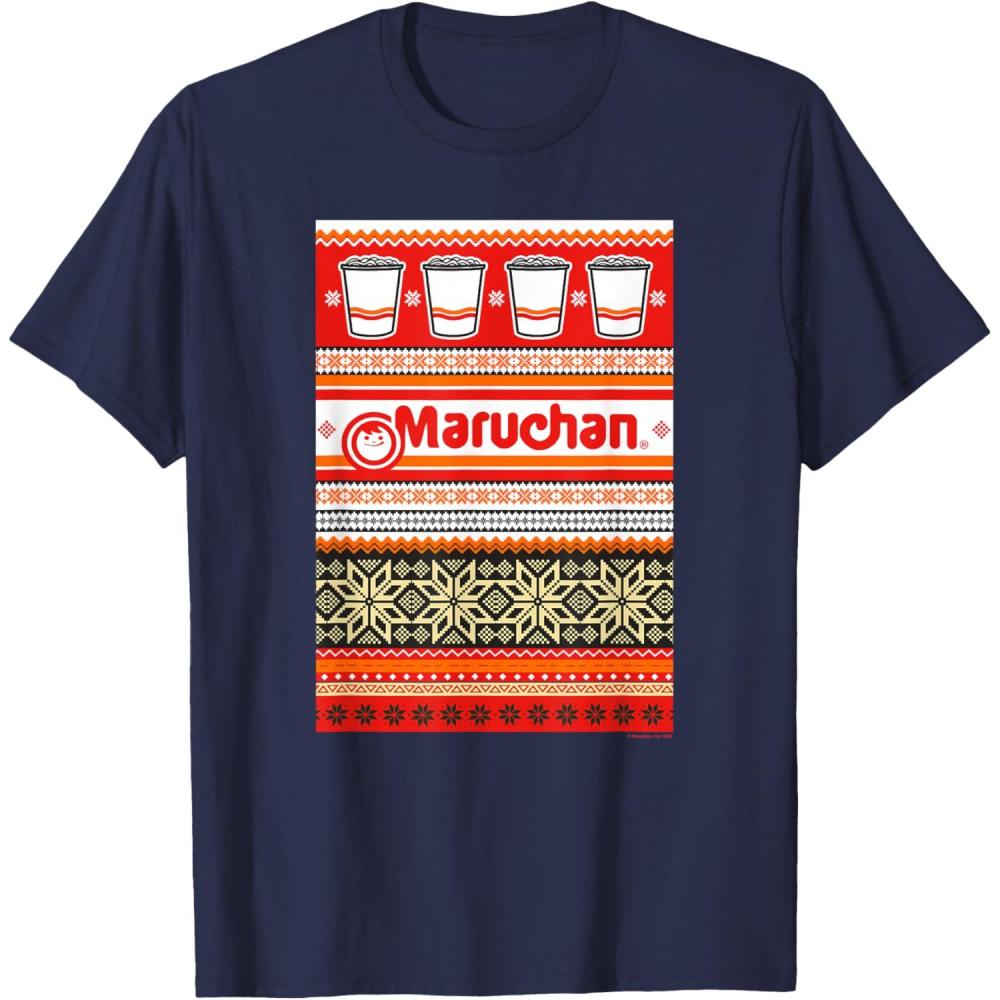 image:imageMaruchan Christmas Instant Lunch Ugly Sweater Style TShirtNavy Blue