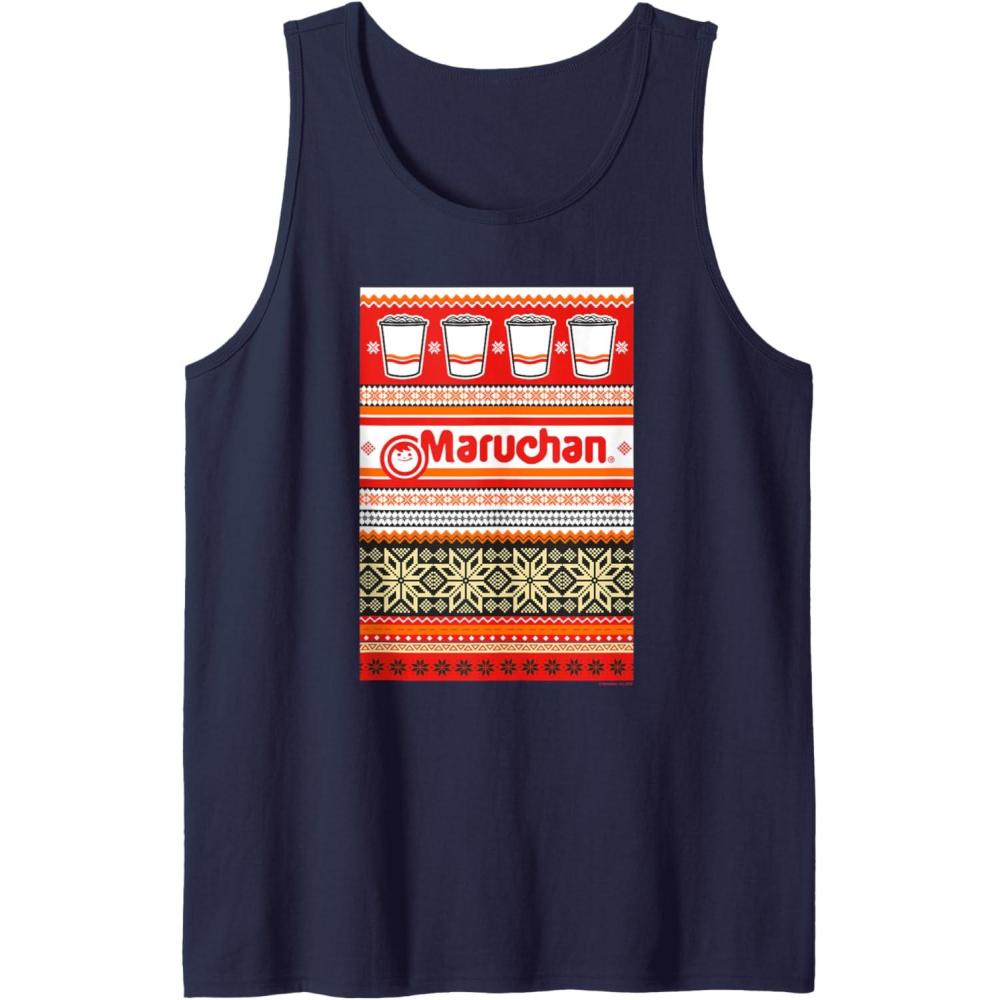 image:imageMaruchan Christmas Instant Lunch Ugly Sweater Style Tank TopNavy Blue