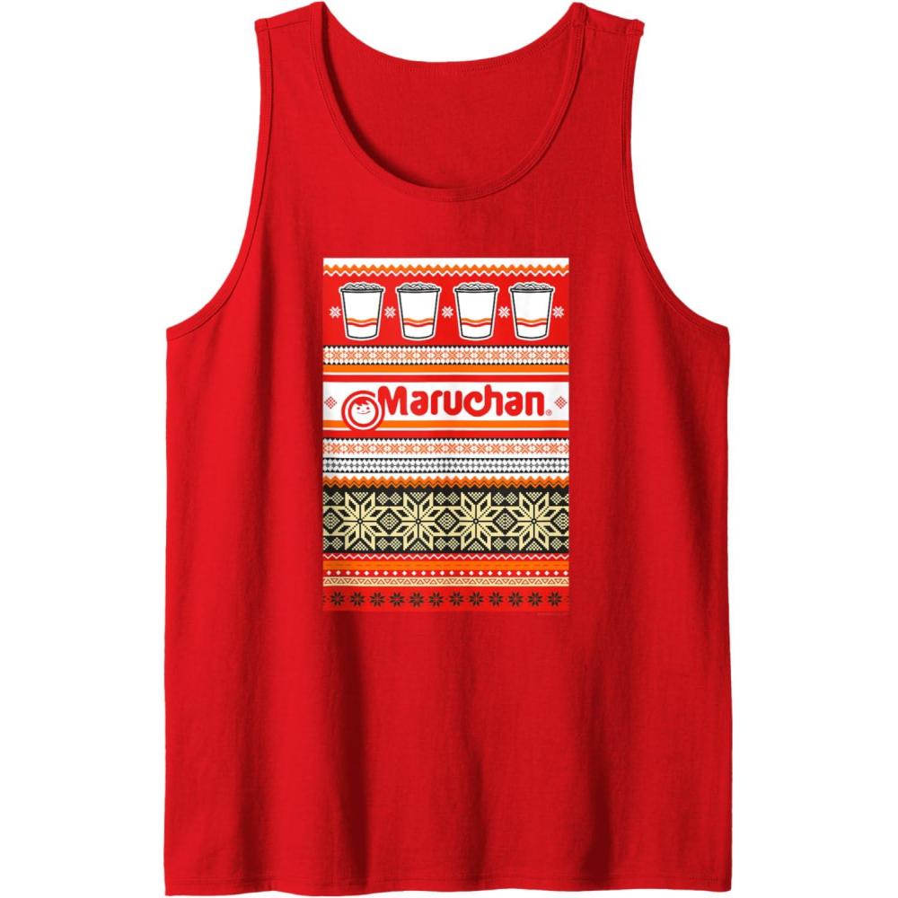 image:imageMaruchan Christmas Instant Lunch Ugly Sweater Style Tank TopRed