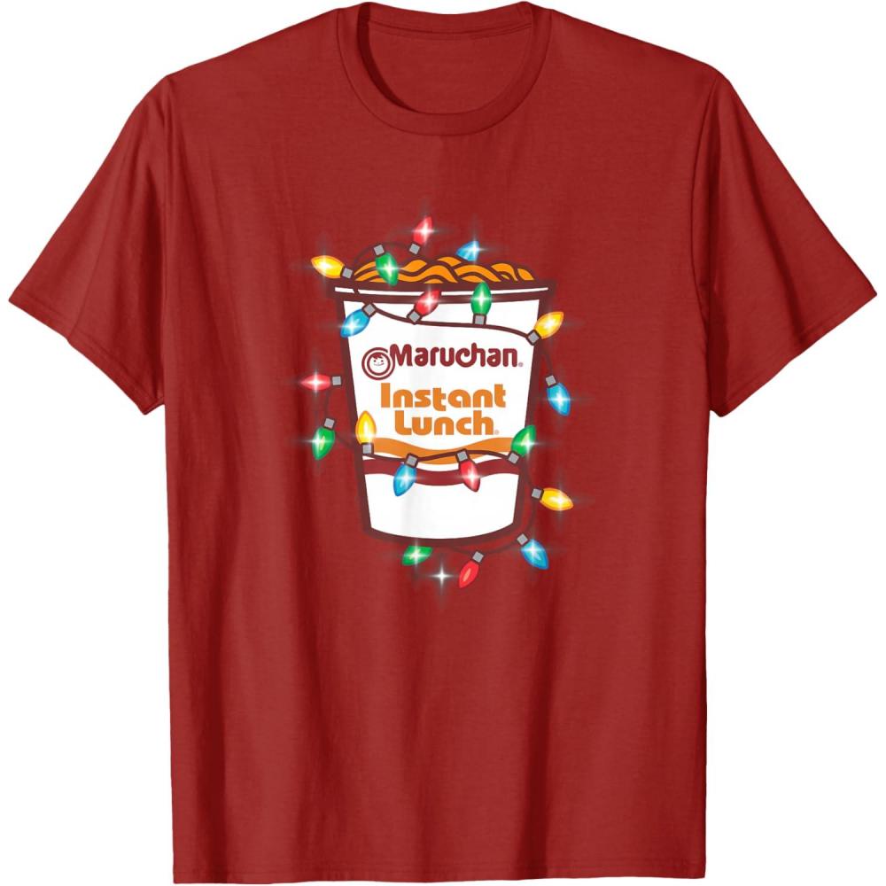 image:imageMaruchan Christmas Lights Holiday Season Reman Cup Logo TShirtCranberry Red