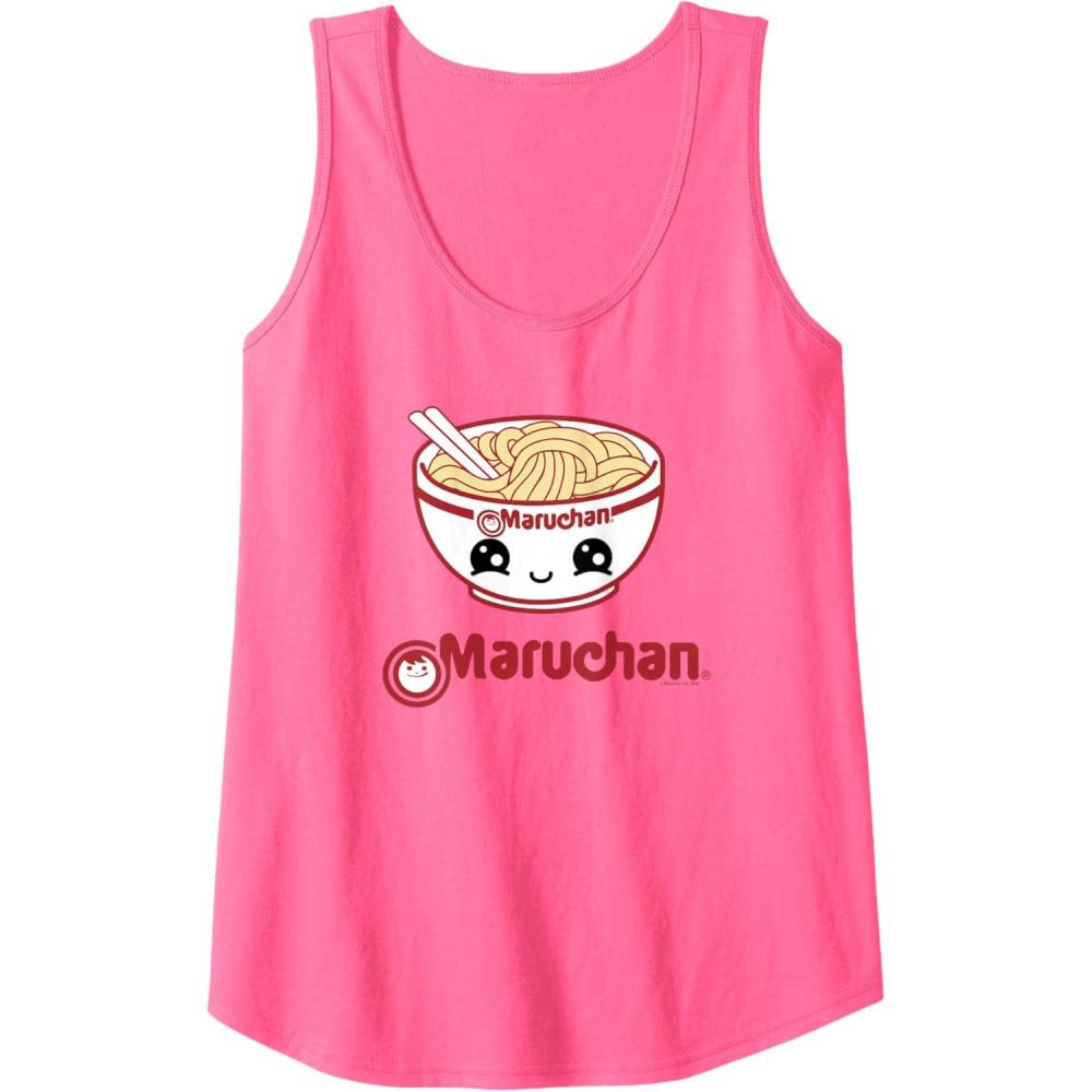 image:imageMaruchan Cute Noodle Bowl Face Logo Tank TopNeon Pink