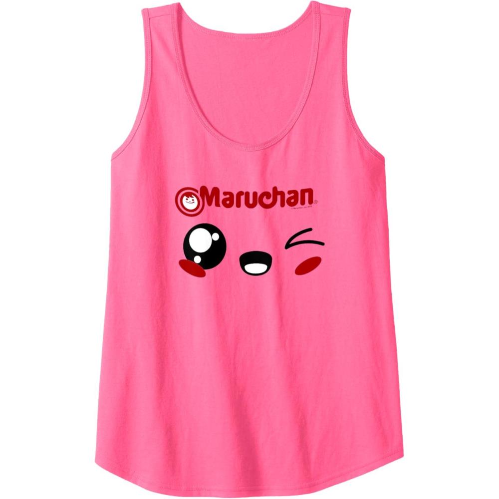 image:imageMaruchan Cute Winking Happy Face Tank TopNeon Pink