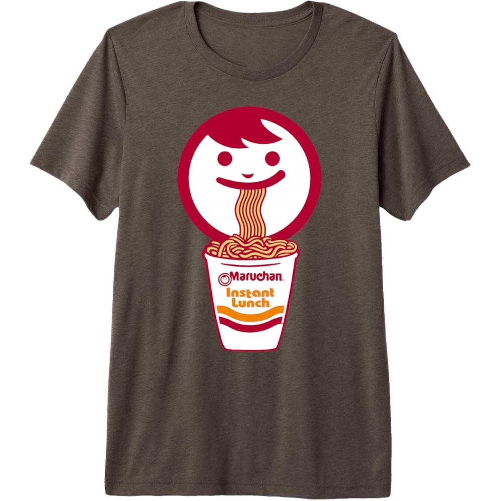 image:imageMaruchan Happy Face Eating Ramen Noodles Premium Triblend TShirtBrown
