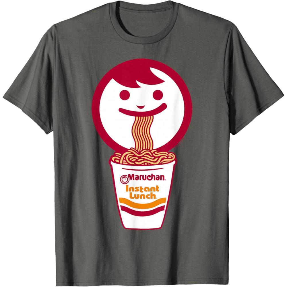 image:imageMaruchan Happy Face Eating Ramen Noodles TShirt SmallAsphalt Grey