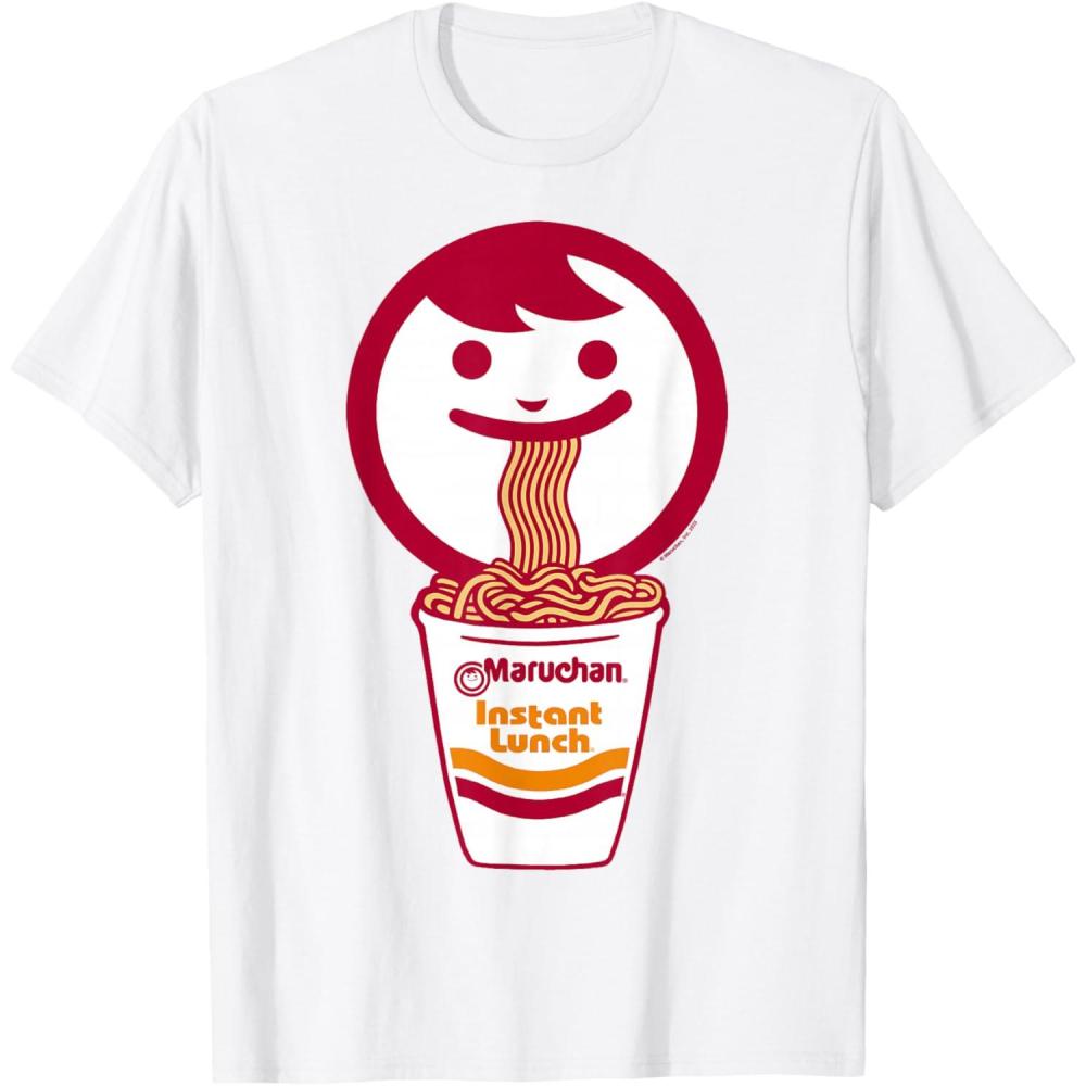 image:imageMaruchan Happy Face Eating Ramen Noodles TShirt SmallWhite