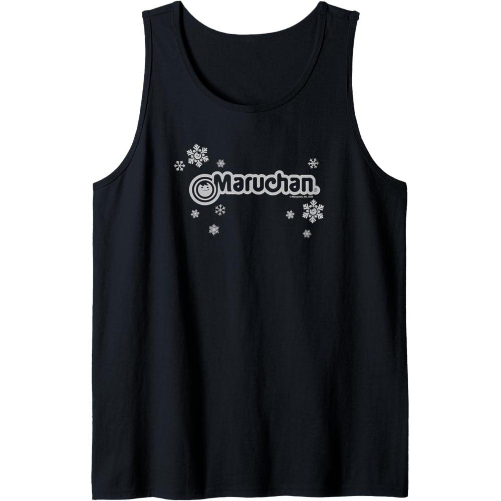 image:imageMaruchan Instant Lunch Christmas Snow Flakes Holiday Logo Tank TopBlack