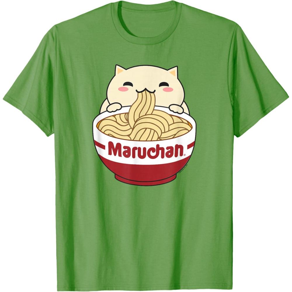 image:imageMaruchan Instant Lunch Cute Cat Ramen Bowl Logo TShirtGrass Green