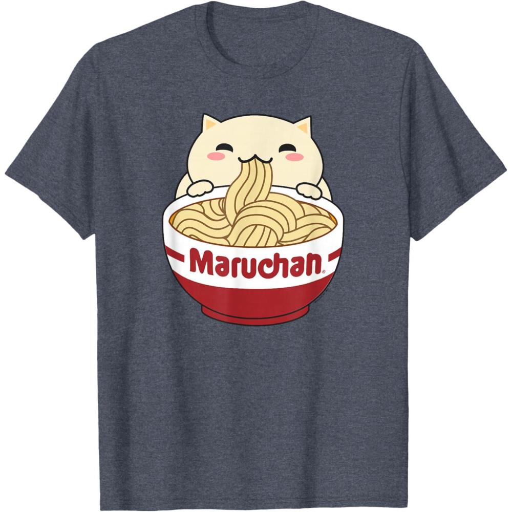 image:imageMaruchan Instant Lunch Cute Cat Ramen Bowl Logo TShirtHeather Blue