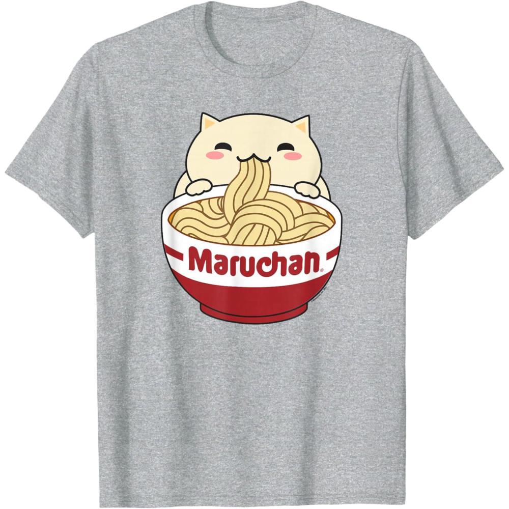 image:imageMaruchan Instant Lunch Cute Cat Ramen Bowl Logo TShirtHeather Grey