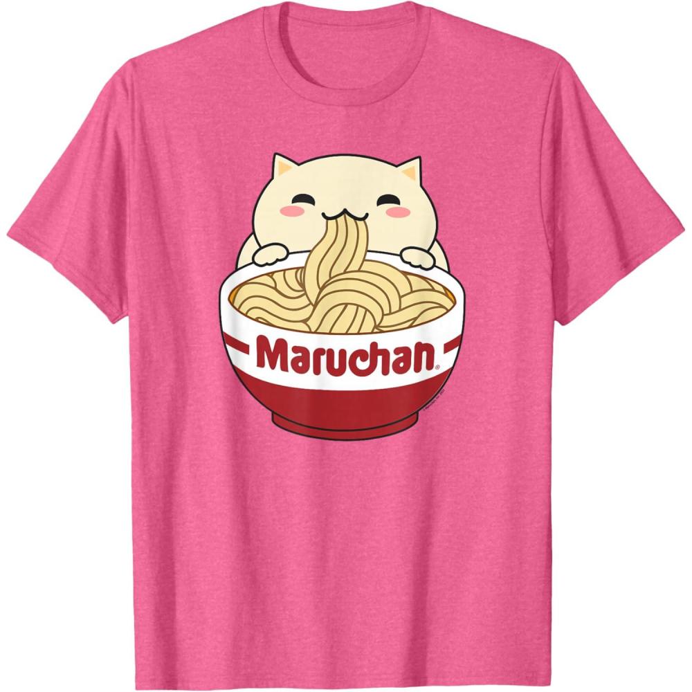 image:imageMaruchan Instant Lunch Cute Cat Ramen Bowl Logo TShirtPink Heather