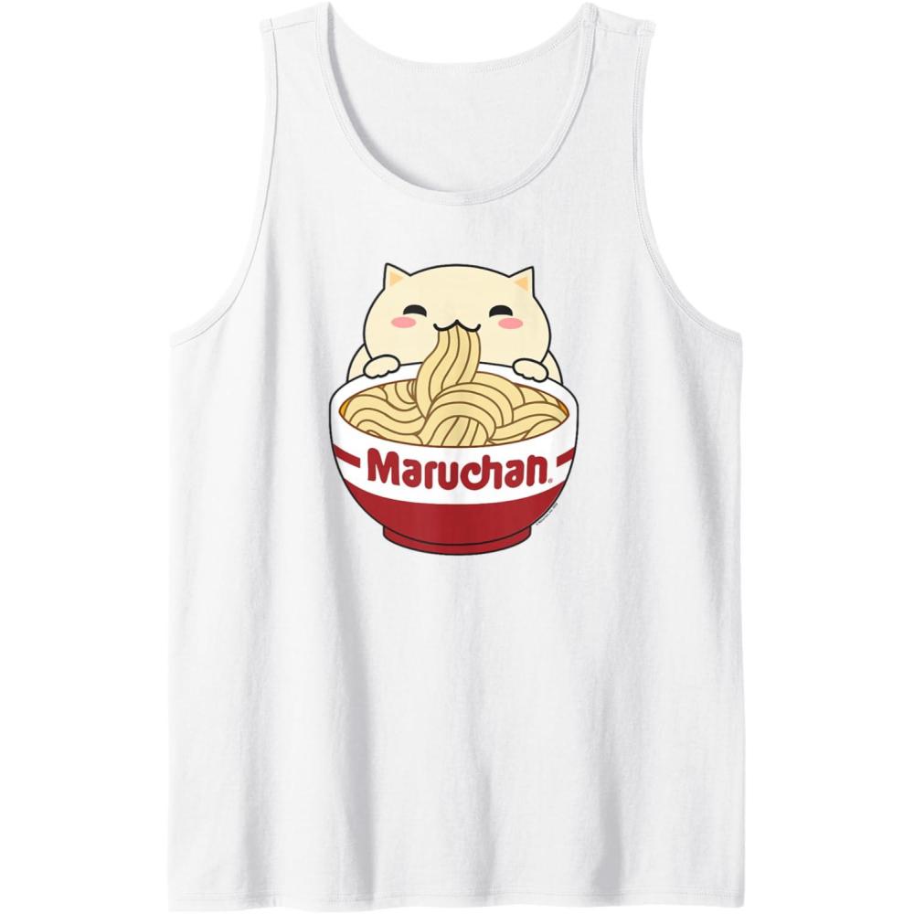image:imageMaruchan Instant Lunch Cute Cat Ramen Bowl Logo Tank TopWhite