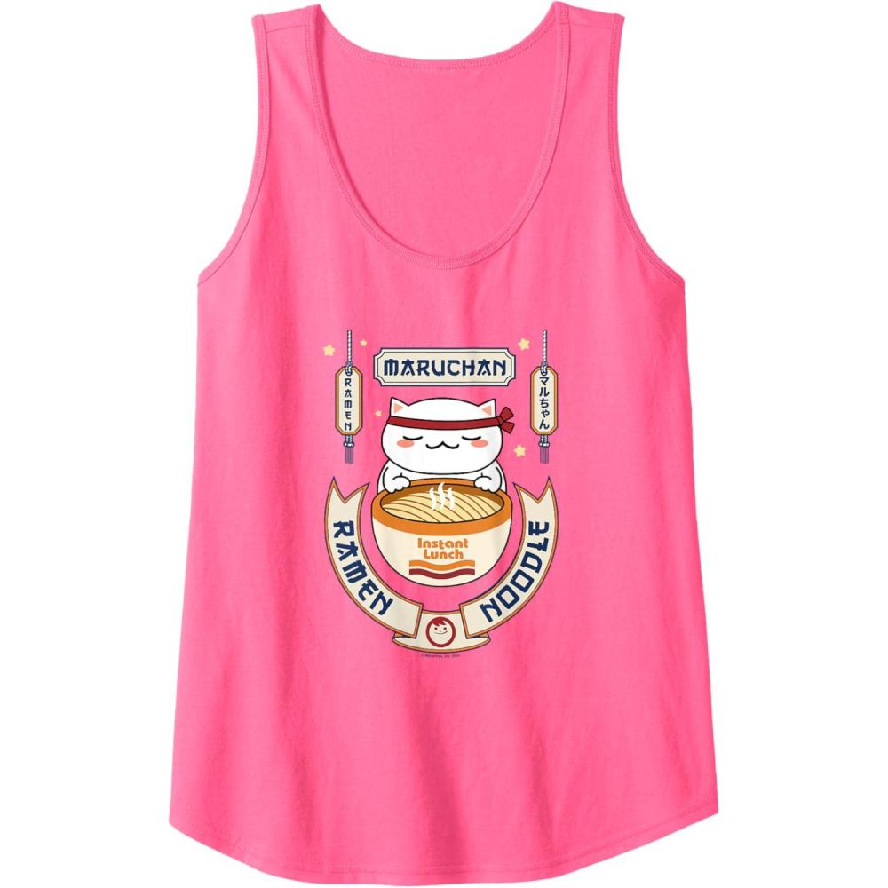 image:imageMaruchan Instant Lunch Kawaii Cat Ramen Noodle Bowl Tank TopNeon Pink