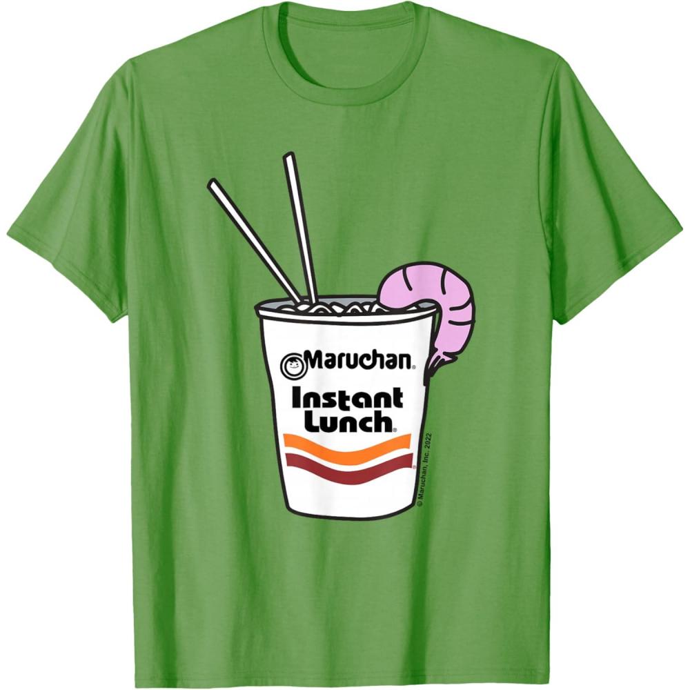image:imageMaruchan Instant Lunch Ramen Cup Drawing Shrimp Logo TShirtGrass Green