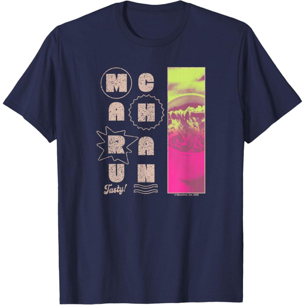 image:imageMaruchan Instant Lunch Tasty Neon Picture Retro Poster TShirtNavy Blue