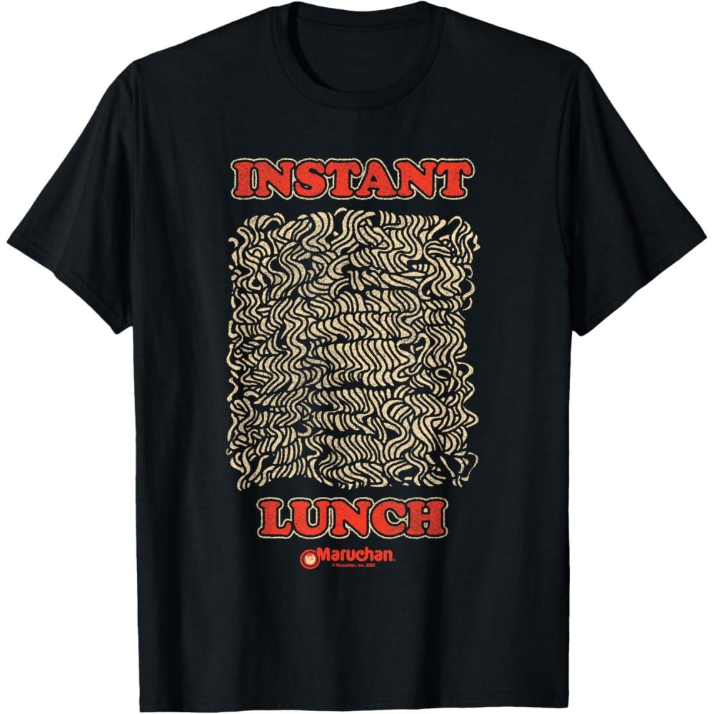 image:imageMaruchan Instant Lunch Uncooked Pasta Distressed Portrait TShirtBlack