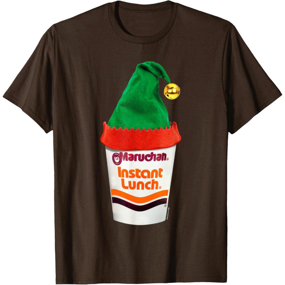 image:imageMaruchan Ramen Cup Christmas Elf Hat TShirtBrown