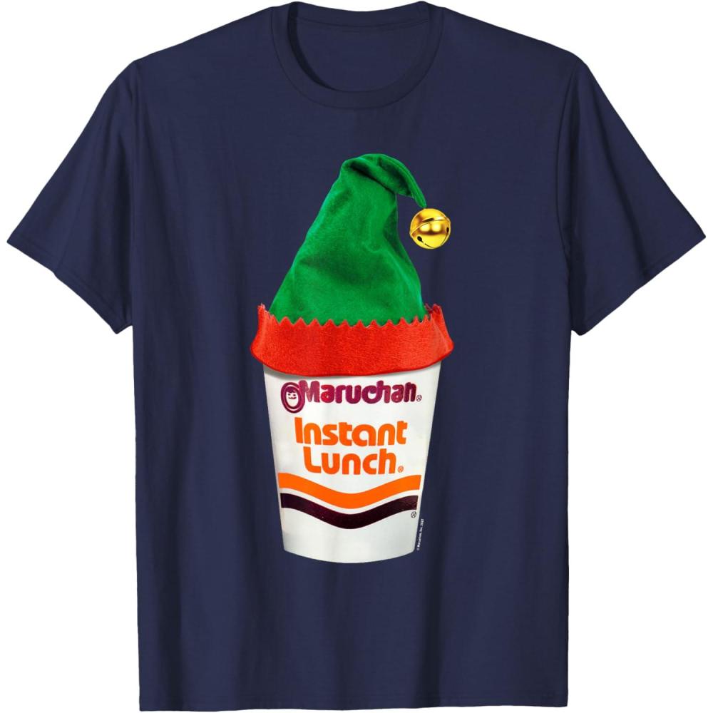 image:imageMaruchan Ramen Cup Christmas Elf Hat TShirtNavy Blue
