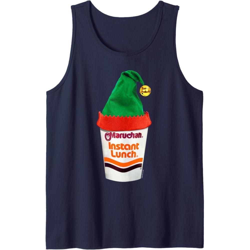 image:imageMaruchan Ramen Cup Christmas Elf Hat Tank TopNavy Blue
