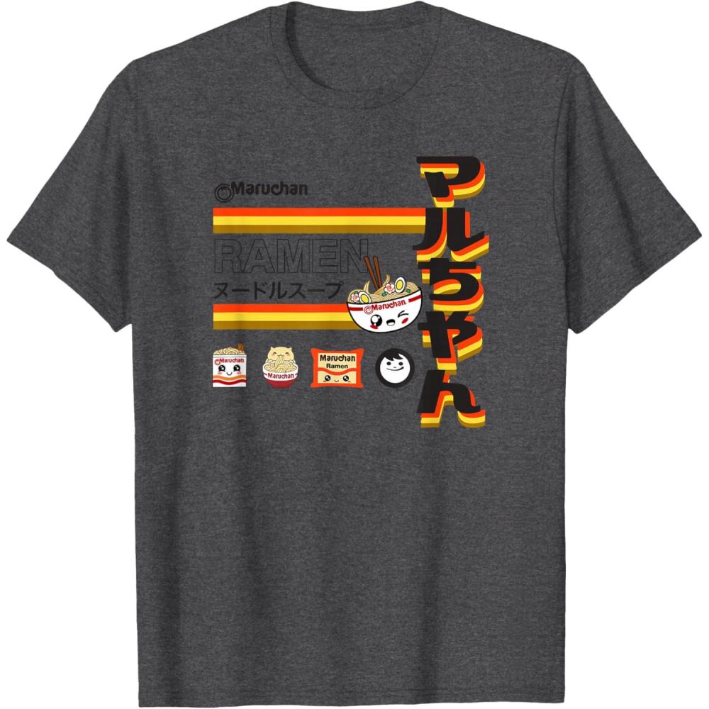 image:imageMaruchan Ramen Cute Anime Faces Poster TShirtDark Heather Grey