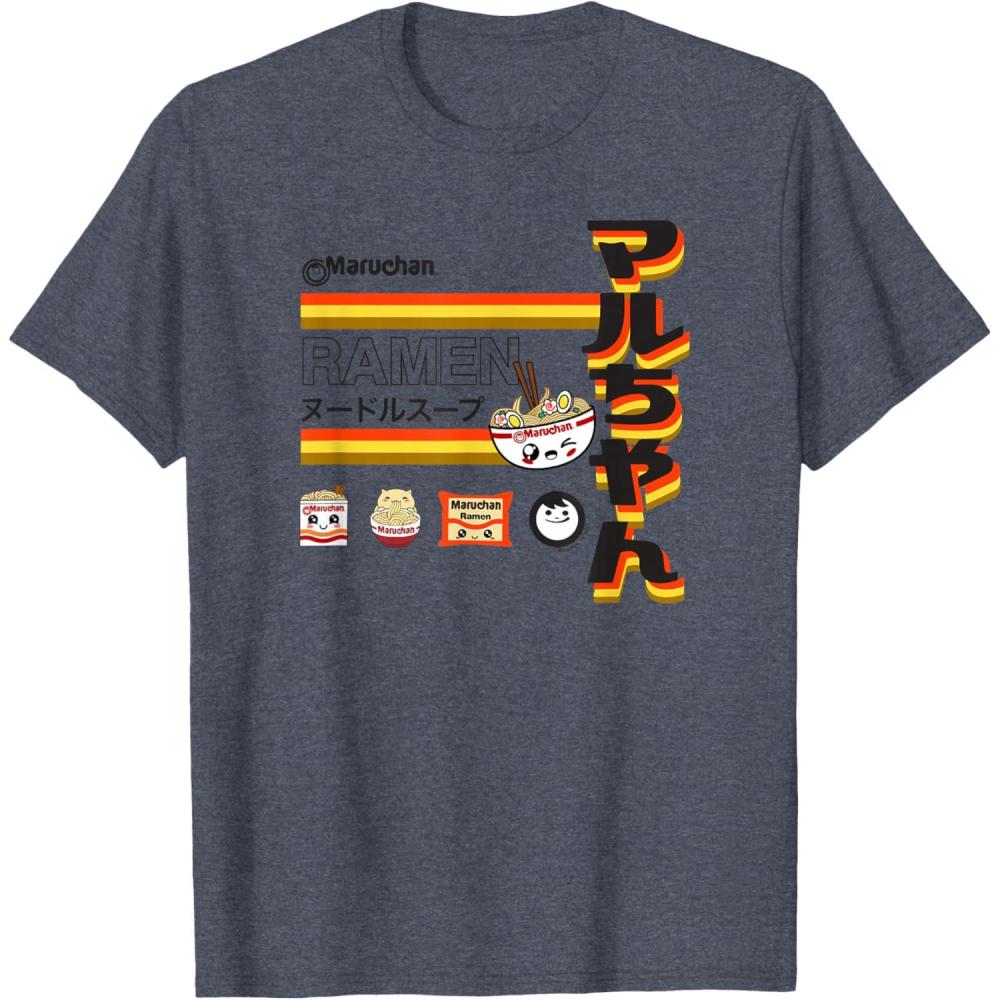 image:imageMaruchan Ramen Cute Anime Faces Poster TShirtHeather Blue