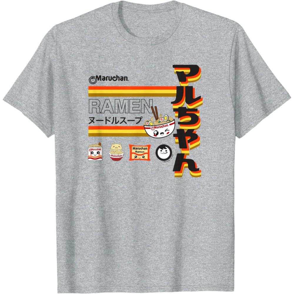 image:imageMaruchan Ramen Cute Anime Faces Poster TShirtHeather Grey