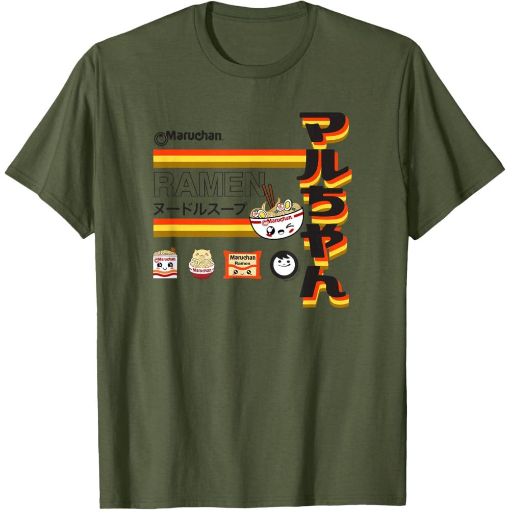 image:imageMaruchan Ramen Cute Anime Faces Poster TShirtOlive Green