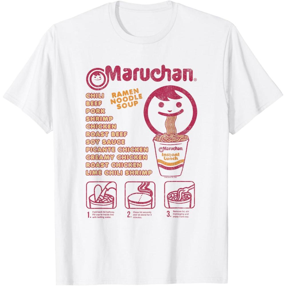 image:imageMaruchan Ramen Noodle Soup Preparation Steps Distressed TShirtWhite