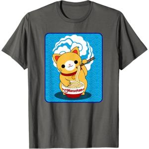 image:imageMaruchan Cat Eating Ramen Noodles TShirtAsphalt Grey
