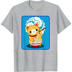 image:imageMaruchan Cat Eating Ramen Noodles TShirtHeather Grey