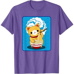 image:imageMaruchan Cat Eating Ramen Noodles TShirtPurple Heather