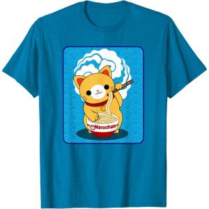 image:imageMaruchan Cat Eating Ramen Noodles TShirtSapphire Blue