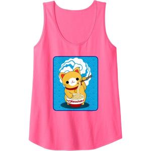 image:imageMaruchan Cat Eating Ramen Noodles Tank TopNeon Pink