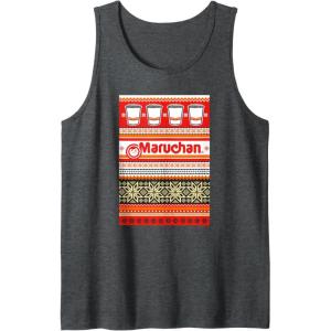 image:imageMaruchan Christmas Instant Lunch Ugly Sweater Style Tank TopDark Heather Grey