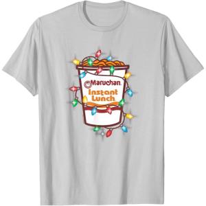 image:imageMaruchan Christmas Lights Holiday Season Reman Cup Logo TShirtSilver Grey