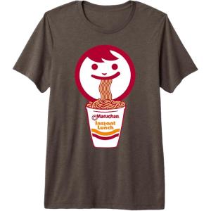 image:imageMaruchan Happy Face Eating Ramen Noodles Premium Triblend TShirtBrown