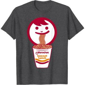 image:imageMaruchan Happy Face Eating Ramen Noodles TShirt SmallDark Heather Grey