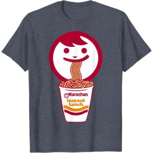 image:imageMaruchan Happy Face Eating Ramen Noodles TShirt SmallHeather Blue