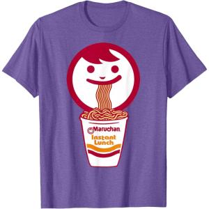 image:imageMaruchan Happy Face Eating Ramen Noodles TShirt SmallPurple Heather