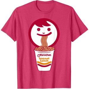 image:imageMaruchan Happy Face Eating Ramen Noodles TShirt SmallRed Heather