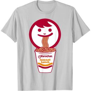 image:imageMaruchan Happy Face Eating Ramen Noodles TShirt SmallSilver Grey