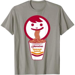 image:imageMaruchan Happy Face Eating Ramen Noodles TShirt SmallSlate Grey